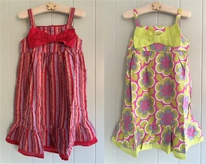 Girls Bow Summer Dress 100% Cotton Age 2 - 5 Years Ex High Street Store