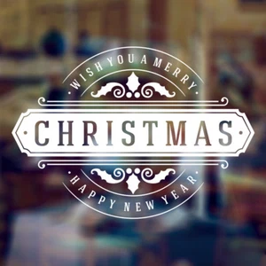 Adesivo decalcomania vinile 80 cm Buon Natale casa negozio vetrina grafica decorativa - Foto 1 di 1