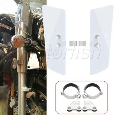 Прозрачные дефлекторы ветровых вилок и крепежные зажимы для Honda Yamaha Kawasaki - Изображение 1 из 4