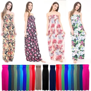 Mrs Hinch's summer Maxi Dress Sophie Hinch Strapless Sheering Shirred Maxi Dress - Picture 1 of 23