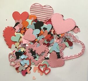 120+ Bulk Heart Shaped Paper  Punchies Craft/Scrapbooking Large/Med/Small mix