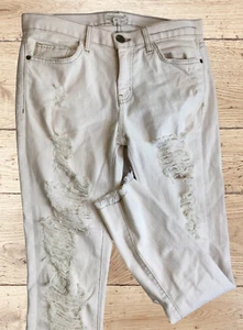 Current Elliott Skinny Jean The Stilletto 28 Off White Raw Hem Distressed Ripped - Picture 1 of 14