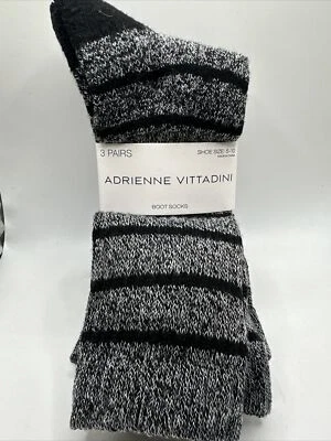 Adrienne Vittadini Mujer’s Bota Calcetines Zapato Talla 5-10 3 Pares Negro + Rayas NUEVO Foto 1 de 4