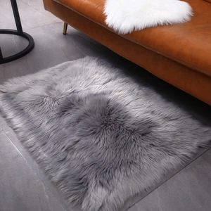2PCS Small Fluffy Rugs Fuzzy Furry  2x3 ft Rectangle Area ， Photograp (Grey)