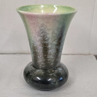 Vintage Sylvac Falconware Vase Shape 674 Mottled Green Brown Pink 5.2" - Image 1 of 4