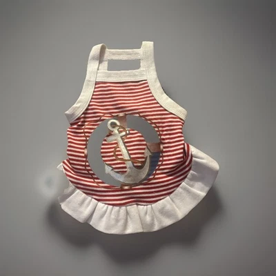 Dog Cat Puppy Shirt Top Dress Sailing Summer XS S M Nautical Boat Sail Ruff Ruff - Image 1 of 3