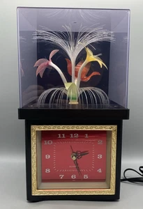 Vintage Fiber Optic Color Changing Rotating Flower RED Clock Lamp 14.75" - Picture 1 of 6