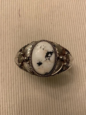 weißer Büffel Türkis Manschettenarmband Sterling - Bild 1 von 3