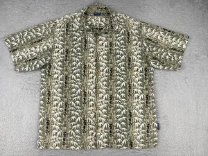 Sideout Shirt Mens Large Green White Bamboo Tree Leaf Rayon Blend Hawaiian - Picture 1 of 14