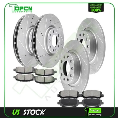 Front And Rear Drill Slot Brake Rotors Ceramic Pads Fits 13 14 15 16 Dodge Dart - Изображение 1 из 4