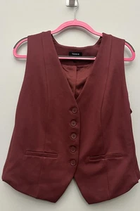 Torrid Vest Womens 1 Burgundy Maroon Button Front Tailored Sleeveless Workwear - Picture 1 of 5