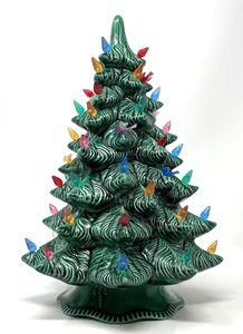 Vintage Años 70 Scioto Cerámica Iluminar 12" Árbol de Navidad Plug-In con Base Funciona - Imagen 1 de 14