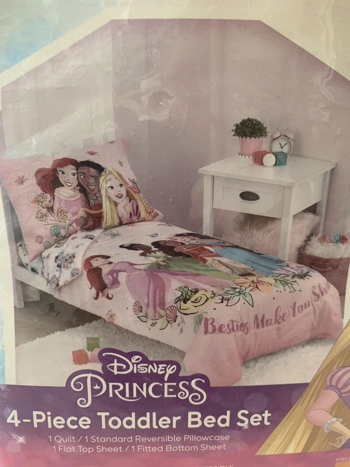 Disney Pretty Princess 4-Piece Bed Bedding Set Sheets Pillowcase Comforter