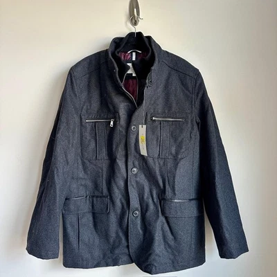 Cole Haan Signature Jacket Mens Large Gray Wool Blend Field Coat Quilted NWT - Image 1 of 4