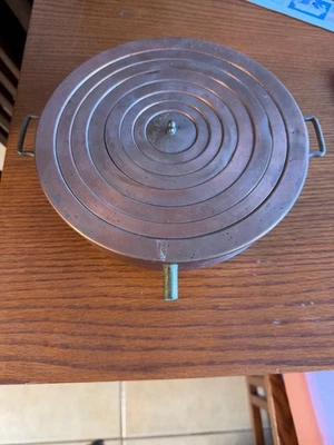 Antigua olla de hervir de baño de agua química científica de cobre de 1900 con anillos de grado Foto 1 de 4