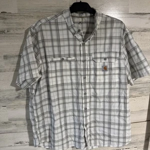 Carhartt Force Shirt Mens 2 XL White Plaid Relaxed Fit Ridgefield Vented Outdoor - Picture 1 of 5