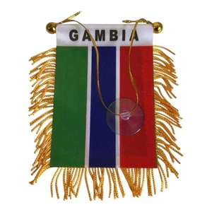 GAMBIA MINI BANNER FLAG GREAT FOR CAR & HOME WINDOW MIRROR HANGING 2 SIDE - Picture 1 of 1