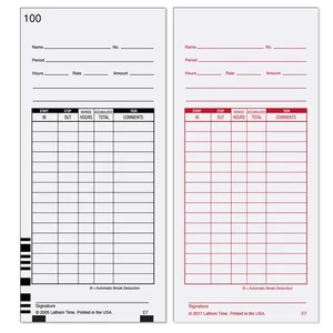 Universal Time Clock Cards, 2-Sided Bi-Weekly Format, 100 Pack Numbered, Whit... - Picture 1 of 3