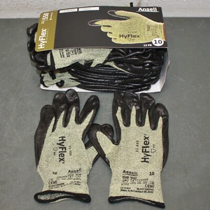 (12 Pairs) Ansell HyFlex Coated Work Gloves 11-550, Size 10 / XL, Cut Level A2 - Picture 1 of 7