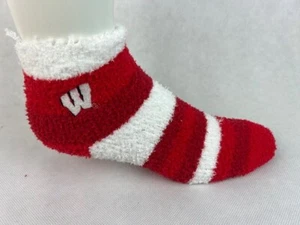 Wisconsin Badgers Fuzzy Rainbow Stripe Socks Medium - Picture 1 of 1