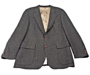 English Manor Sport Mantel Blazer Wolle 41-44 R dunkelbraun Tweed Fischgrät - Bild 1 von 15