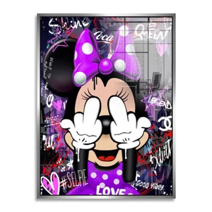 Pop Art Acrylglas Bild Bad Minnie Maus Coco Lifestyle Mittelfinger Wandbild Deko - Bild 1 von 13