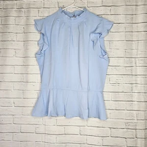 Allegra K Damen Bluse Rüschen Flatterärmel Plissee Rüschenkragen Schößchen Größe M - Bild 1 von 8