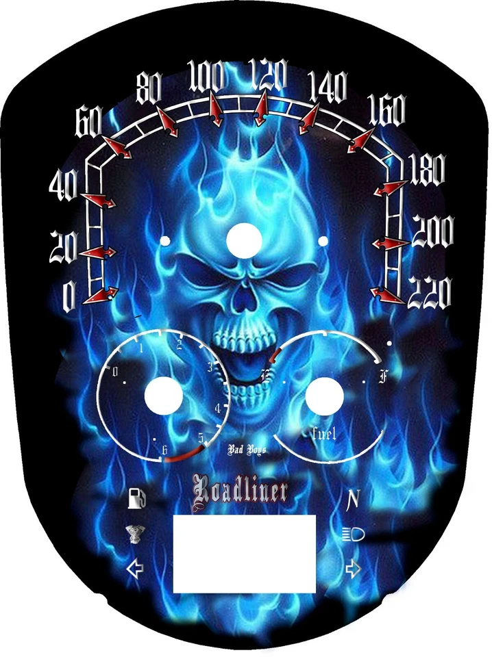  Yamaha Stratoliner se adapta a 06 a 14 placa frontal calavera llama azul Foto 1 de 3