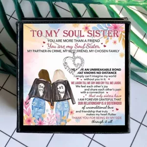 To My Soul Sister / Crystal Heart Necklace with Message Card and Gift Box  - Picture 1 of 6