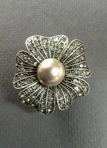 Ring Pave Blume & Perle Stretch Band Cocktailring - Bild 1 von 6