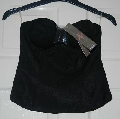 Lipsy Black Padded Corset with Detachable Straps Bloggers UK 6 BNWT - Image 1 of 4