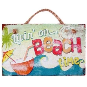 Beach Wood Sign "Livin' on Beach Time" - 41-826 - Picture 1 of 1