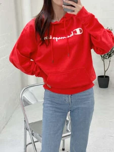 Champion Men's Powerblend Fleece Hoodie Script Logo Red Stone GF89H Y07718 AH0 - Picture 1 of 9