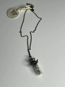 A Gilded Life Glass Bottle Angel Wings Crown Pendant On Brass Chain - Picture 1 of 10