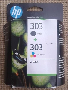 HP 303 TWO PACK BLACK & TRI-COLOUR INK CARTRIDGES - DATED JUNE 2025. - Picture 1 of 4