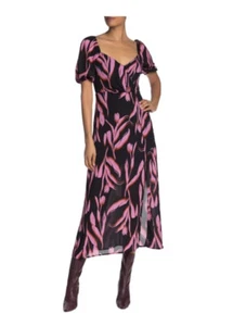 Lush Womens MED Black Floral Printed Short Sleeve Scoop Neck Casual Maxi Dress - Picture 1 of 10