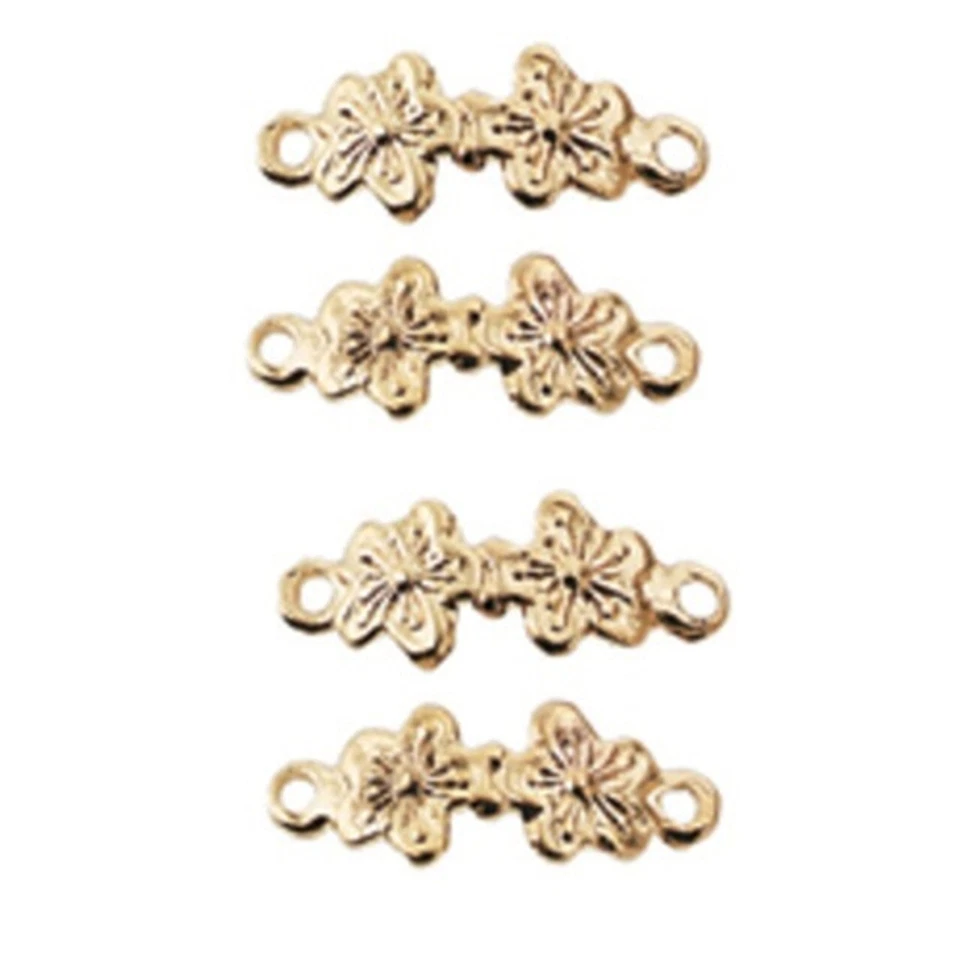 娃娃屋零件-双花黄铜抽屉拉手,4 件装 HW1117 — 第 1/1 张图片