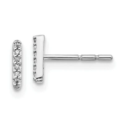 14k White Gold Diamond Initial I Earrings - Image 1 of 2