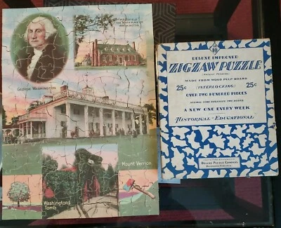 1930s Deluxe Puzzle Co. Zigzaw GEORGE WASHINGTON No. 10 Jigsaw Complete w/Box - Image 1 of 4