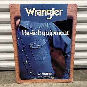 Vintage 1980s Wrangler Jeans Western Shirts Cardboard Sign Store Display Read - Picture 1 of 12