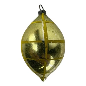 Antique Blown Glass Checker Pattern Teardrop Christmas Ornament - Picture 1 of 5