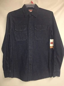 Camisa vaquera Wrangler para hombre pequeña P azul oscuro manga larga abotonada nueva con etiquetas - Imagen 1 de 7