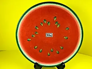 Dept 56 Slice Hand Painted Watermelon Plate 8 1/4" - Picture 1 of 5