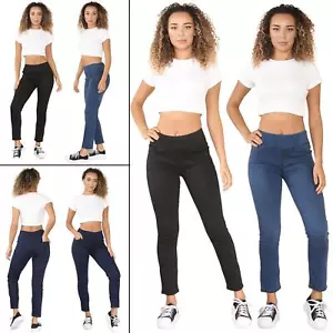 Womens Enzo Wider Waist Jeans Elastic Waist Ladies Slim Denim Stretch Trousers - Picture 1 of 29
