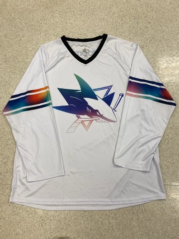 San Jose SJ Sharks Hockey Is For Everyone Pride Hockey Jersey New XL 2022 SGA Cover