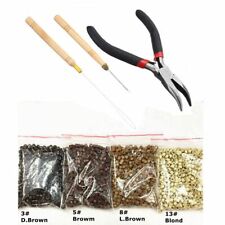 Hair Extension Kit Pliers Hook Tool For Micro Rings Loop & 500Pcs Silicone Beads