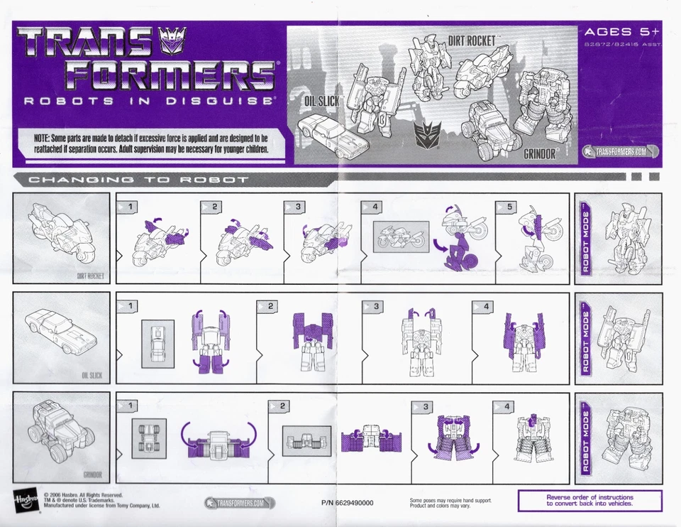 Transformers Classics Dirt Digger Mini-Con Team Instruction Sheet Hasbro 2006 - Image 1 of 1
