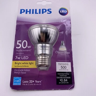 Philips PAR20 LED 50W Replacement Bright White Light Light Bulb, 1 - Image 1 of 4