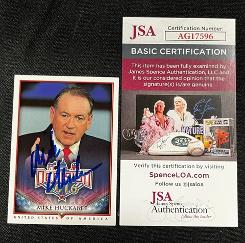 Mike Huckabee hand signed auto 2016 Decision USA card #19 JSA COA AA 1823C Cover