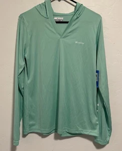 Columbia Omni-shade UPF 50 Rapid Creek Hooded Long Sleeve Pullover Green Mint Md - Picture 1 of 8